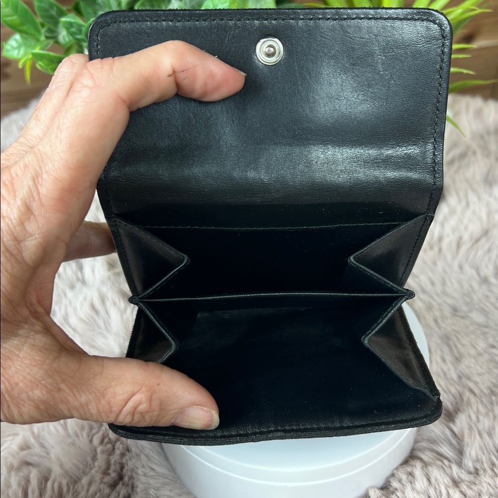 CELINE Rare Vintage Macadam Woven Canvas & Leather Compact Wallet – Black - 1981 - Picture 3 of 8